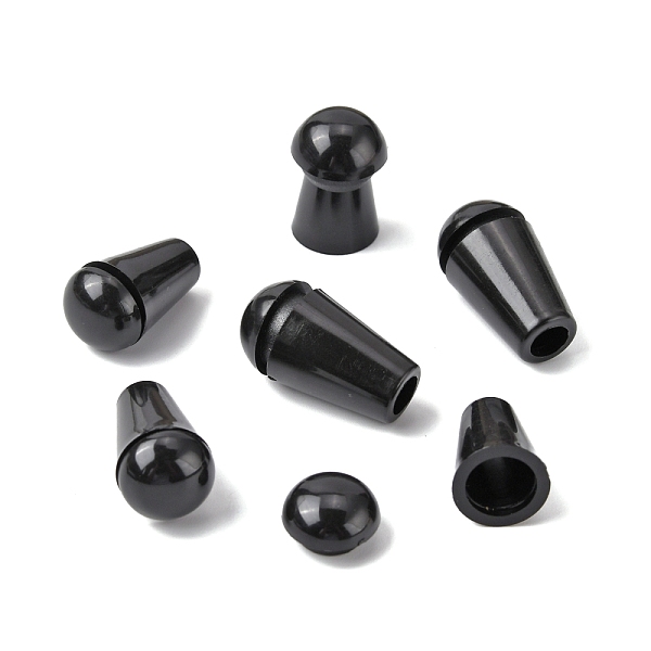

PandaHall Plastic Cord End, End Cap with Flat Round Plug, Cone, Black, 20x12mm, Hole: 4.8mm Plastic Black