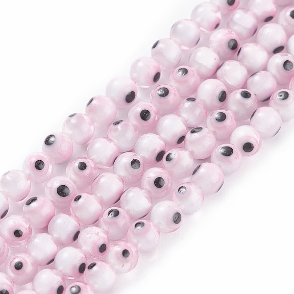 

PandaHall Handmade Evil Eye Lampwork Round Bead Strands, Pink, 4mm, Hole: 1mm, about 100pcs/strand, 14.56 inch Lampwork Evil Eye Pink