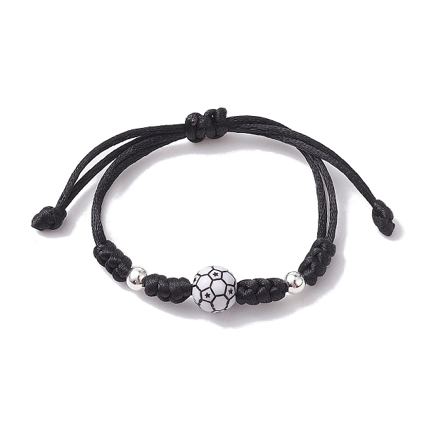 

PandaHall Adjustable Nylon Thread Braided Bead Bracelets, with Acrylic & Alloy Beads, Football, Inner Diameter: 3-5/8 inch(9.3cm) Nylon...