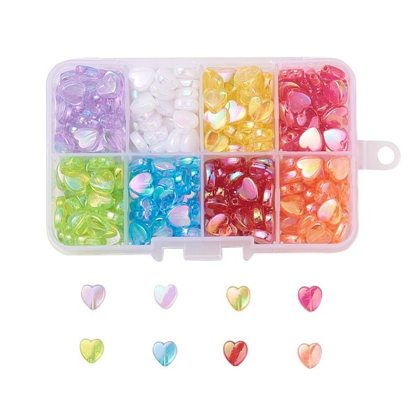 

PandaHall 8 Colors Eco-Friendly Transparent Acrylic Beads, Heart, Dyed, AB Color, Mixed Color, Mixed Color, 8x8x3mm, Hole: 1.5mm, about..., Multicolor