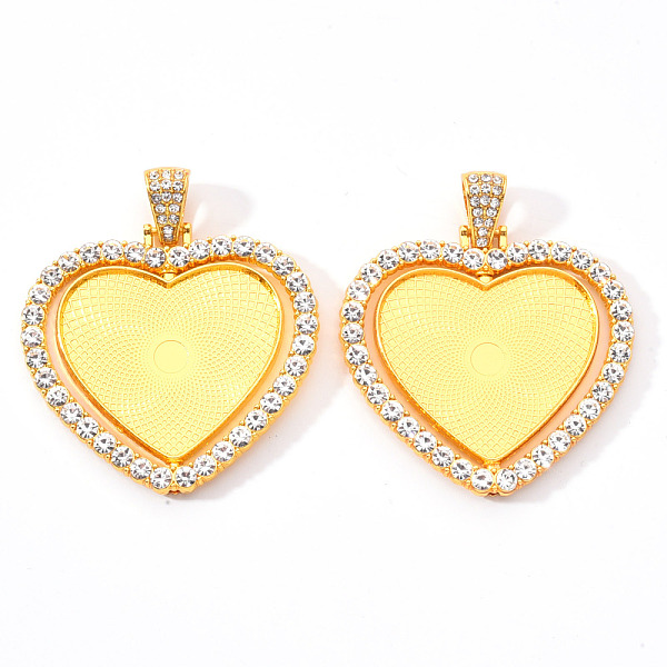 

PandaHall Alloy Pendant Cabochon Settings, with Crystal Rhinestone, Cadmium Free & Lead Free, Double-sided Tray, Heart, Golden, Tray..., Clear