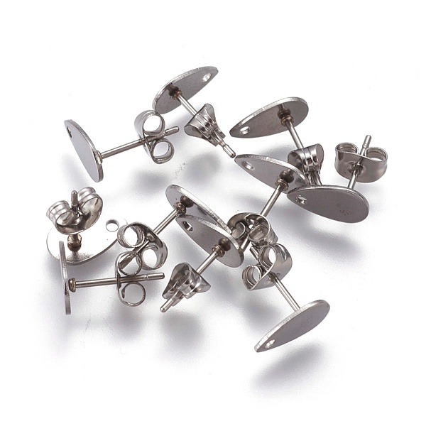 

PandaHall 304 Stainless Steel Stud Earring Findings, with Flat Plate, Teardrop, Stainless Steel Color, 10x6x0.9mm, Hole: 1mm, Pin: 0.8mm 304...