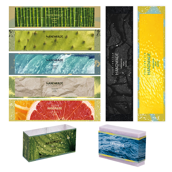 PandaHall PH 90PCS Handmade Labels for Soap, 9 Styles Nature Scents Wrap Paper Tape Vertical Soap Paper Tag Soap Tape Labels Sleeves Covers...