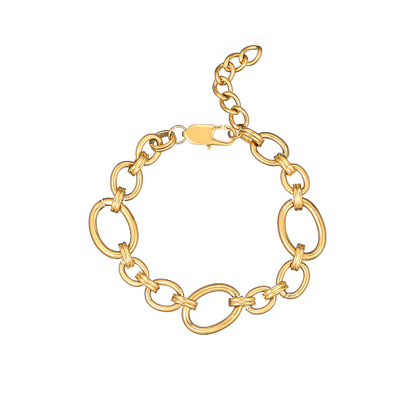 

PandaHall Stylish Unisex Stainless Steel Irregular Buckle Bracelet/Necklace, Golden Stainless Steel