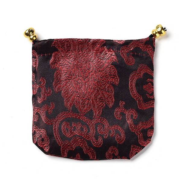 

PandaHall Chinese Style Silk Brocade Jewelry Packing Pouches, Drawstring Gift Bags, Auspicious Cloud Pattern, Brown, 11x11cm Silk Brown