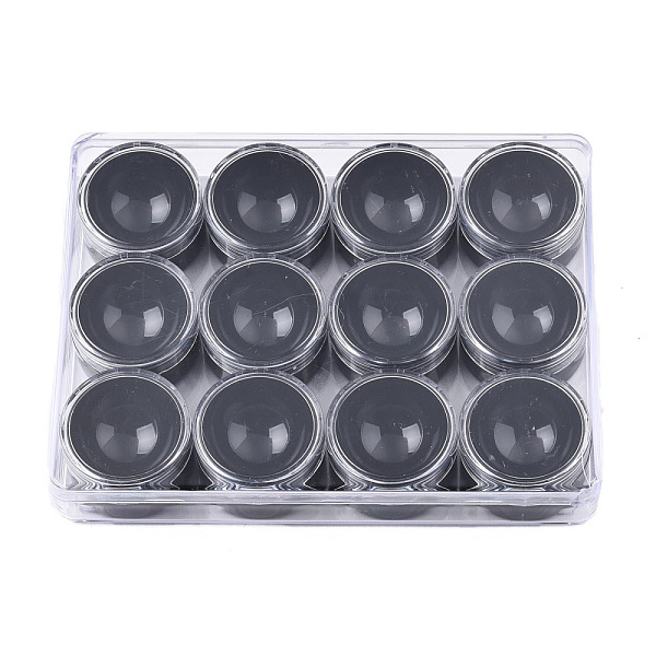PandaHall Rectangle Polystyrene Plastic Bead Storage Containers, with 12Pcs Column Small Boxes, Black, Container: 16.5x12.5x2.5cm, Column...