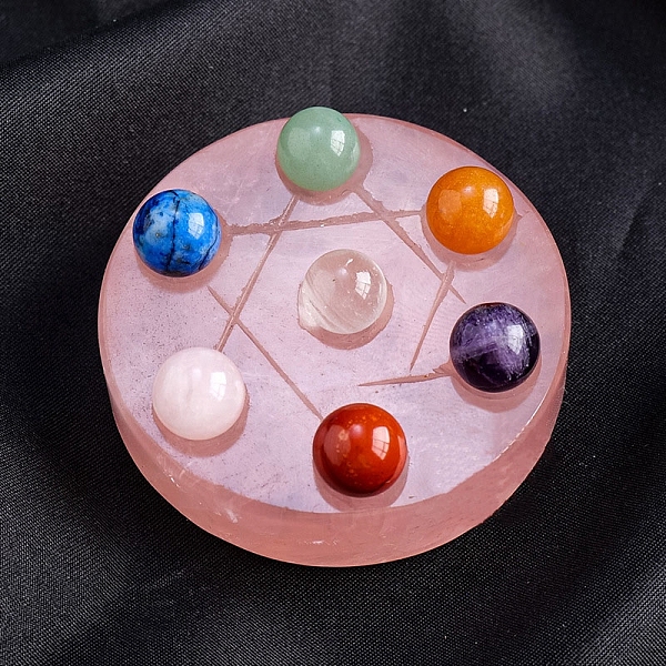 Семизвездочная пластина из натурального розового кварца