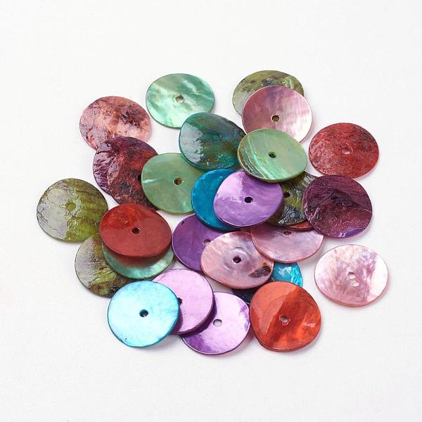 

PandaHall Natural Freshwater Shell Beads, Dyed, Disc/Flat Round, Heishi Beads, Mixed Color, 15x1.5mm, Hole: 1mm, 144pcs/gross Freshwater..., Multicolor