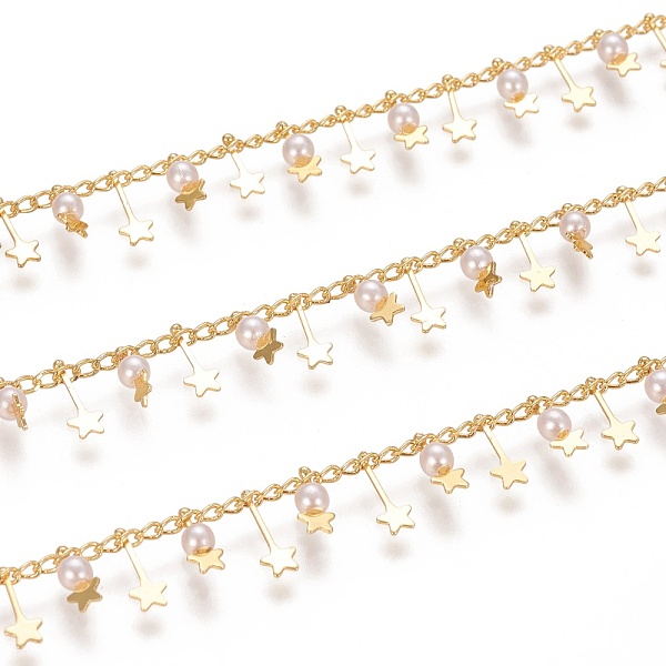 

PandaHall 3.28 Feet Handmade Brass Curb Chains, with Brass & Glass Charms, Soldered, Long-Lasting Plated, Round & Star,Golden, 3x1.7x0.5mm...