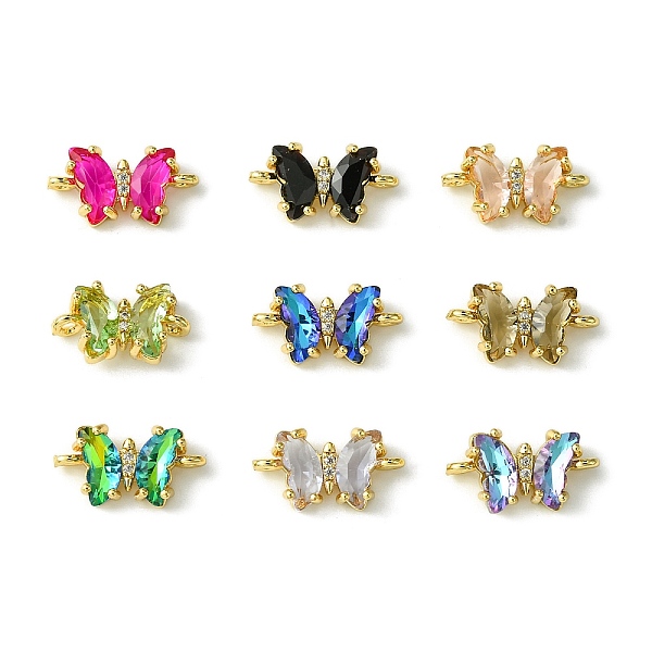 

PandaHall Faceted Glass Butterfly Connector Charms, Brass Micro Pave Clear Cubic Zirconia Links, Light Gold, Mixed Color, 8x15.5x3.5mm, Hole..., Multicolor