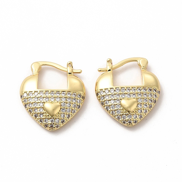 Clear Cubic Zirconia Heart Hoop Earrings