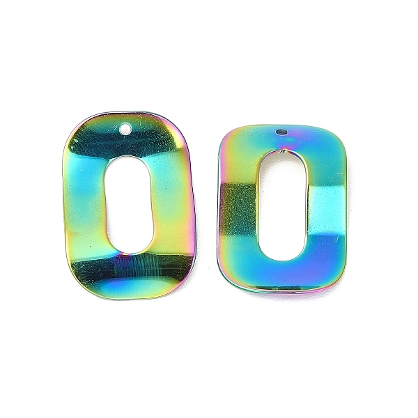 

PandaHall Ion Plating(IP) 304 Stainless Steel Pendants, Rectangle Charms, Rainbow Color, 31.5x20.5x3.5mm, Hole: 1.6mm 304 Stainless Steel...