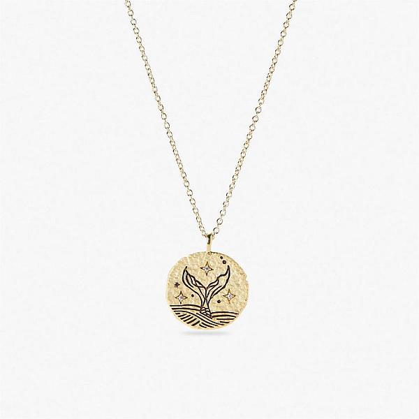 

PandaHall Titanium Steel Flat Round Pendant Necklaces, Rolo Chain Necklace for Women, Fish, 17-3/4 inch(45cm) Titanium Steel Fish