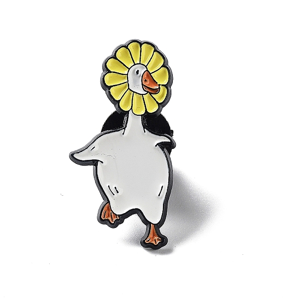

PandaHall Alloy Enamel Brooch, Animal with Plant Pins, Daisy Goose, 31x15.5x1.5mm Alloy+Enamel Goose