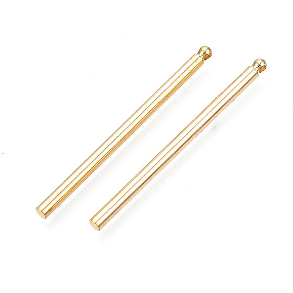 

PandaHall Brass Pendants, Nickel Free, Bar, Real 18K Gold Plated, 35x2mm, Hole: 1mm Brass Column