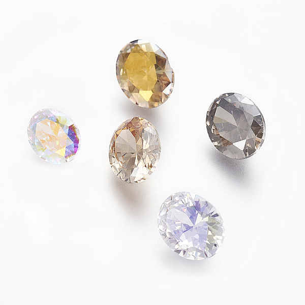 

PandaHall Electroplated Cubic Zirconia Pointed Back Cabochons, Oval, Faceted, Mixed Color, 10x8x5mm Cubic Zirconia Oval Multicolor