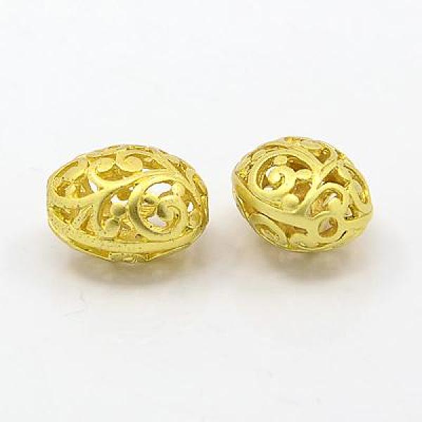 

PandaHall Brass Hollow Beads, Oval, Golden, 14.5x12.5x10mm, Hole: 2mm Brass Oval