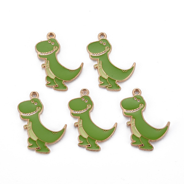 

PandaHall Alloy Enamel Pendants, Cadmium Free & Nickel Free & Lead Free, Dinosaur, Light Gold, Olive Drab, 28x22x1.5mm, Hole: 1.8mm...