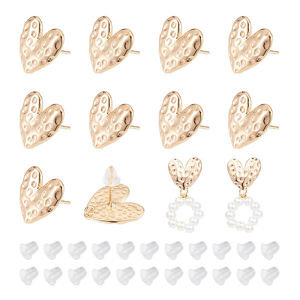 

PandaHall BENECREAT 10Pcs Heart Brass Stud Earring Findings, with Sterling Silver Pin & Vertical Loops & 20Pcs Plastic Ear Nuts, Real 18K...