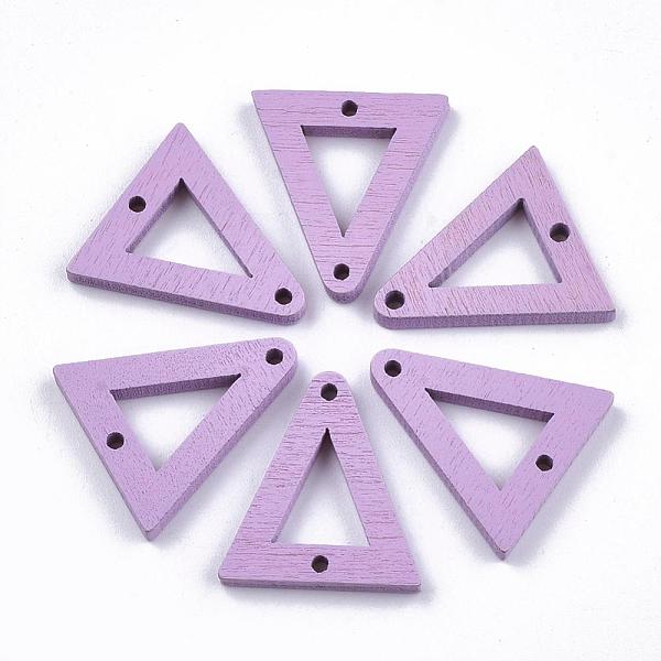 

PandaHall Painted Poplar Wood Links, Triangle, Lilac, 21x19x3mm, Hole: 1.4mm Wood Triangle Purple