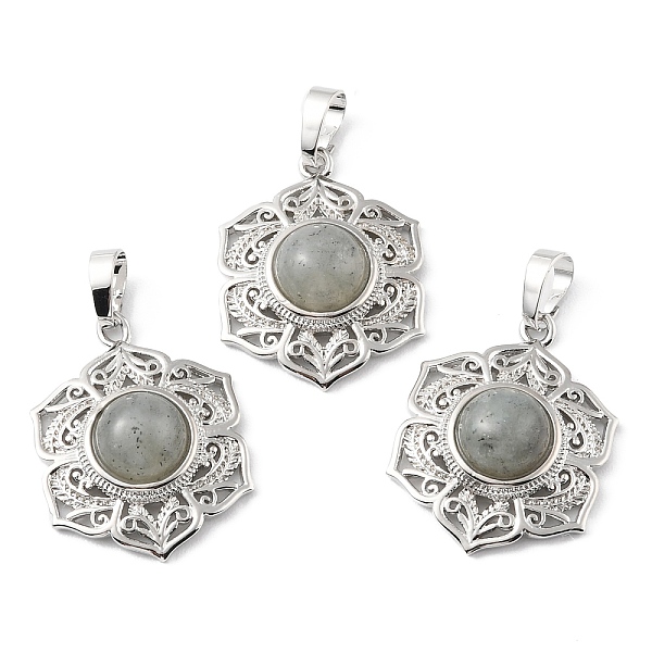 

PandaHall Natural Labradorite Pendants, with Rack Plating Brass Findings, Cadmium Free & Lead Free, Flower, 29.5x22.5x7.5~8.5mm, Hole...