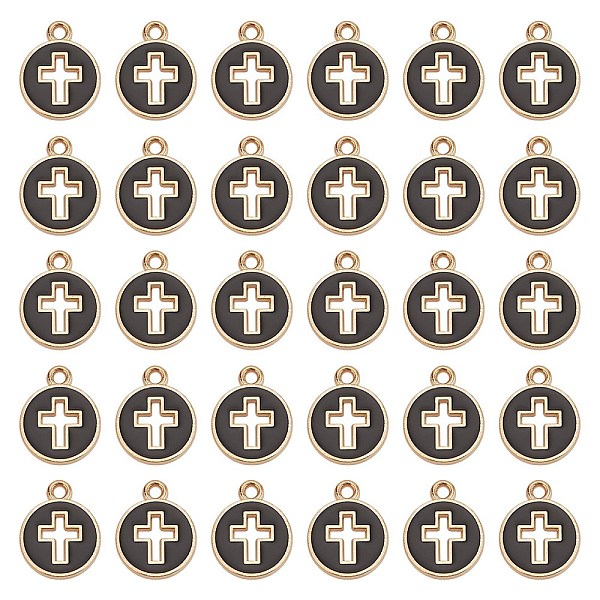 100Pcs Light Gold Plated Alloy Enamel Pendants