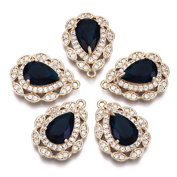 

PandaHall Brass Micro Pave Cubic Zirconia Pendants, with Faceted Glass, Long-Lasting Plated, Light Gold, Teardrop, Prussian Blue, 23x17x7mm...
