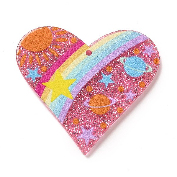 

PandaHall Starry Sky Acrylic Pendants, Pink, 36x40x2mm, Hole: 1.6mm Acrylic Pink
