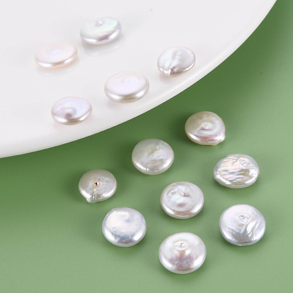 

PandaHall Natural Keshi Pearl Beads, Cultured Freshwater Pearl, No Hole/Undrilled, Flat Round, Seashell Color, 10.5~13x3~5mm Keshi Pearl...