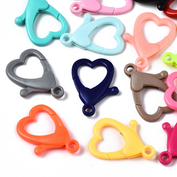 

PandaHall Opaque Acrylic Lobster CLaw Clasps, Heart, Mixed Color, 34.5x26x5.5mm, Hole: 3.5mm Acrylic Heart Multicolor
