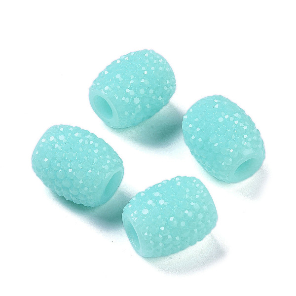 

PandaHall Opaque Resin European Jelly Colored Beads, Large Hole Barrel Beads, Bucket Shaped, Cyan, 15x12.5mm, Hole: 5mm Resin Barrel Cyan