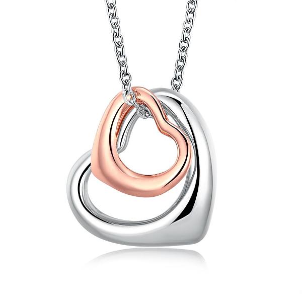 

PandaHall Platinum & Rose Gold Plated Tin Alloy Double Heart Pendant Necklaces, 18 inch Alloy