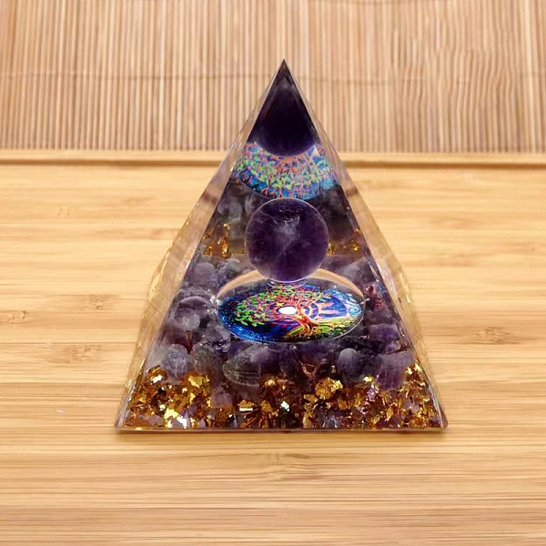 

PandaHall Resin Pyramid Energy Tower, for Home Ornaments Meditation Office Feng Shui Decoration, Medium Purple, 60x60x60mm Resin Pyramid