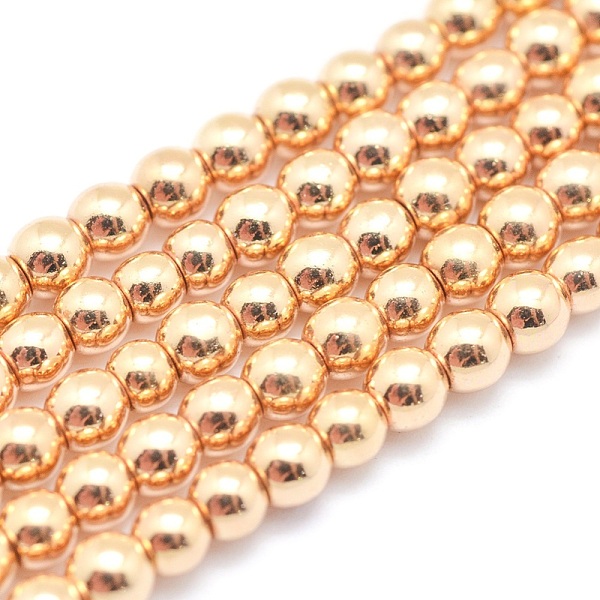 

PandaHall Electroplate Non-magnetic Synthetic Hematite Beads Strands, Grade AAA, Long-Lasting Plated, Round, Light Gold Plated, 10mm, Hole...
