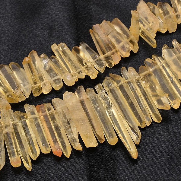

PandaHall Dyed Natural Quartz Crystal Nuggets Graduated Beads Strands, Yellow, 10~45x4~8mm, Hole: 1mm, 16 inch Quartz Crystal Nuggets Yellow