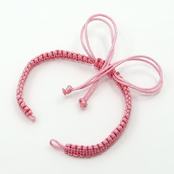 

PandaHall Braided Nylon Cord for DIY Bracelet Making, Pink, 145~155x5x2mm, Hole: 2~4mm Nylon Pink