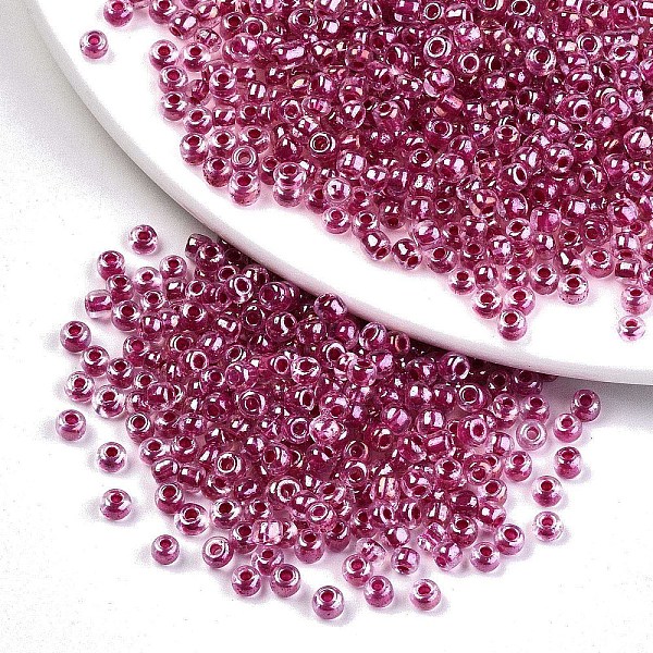 

PandaHall 8/0 Glass Seed Beads, Transparent Inside Colours Luster, Round Hole, Round, Old Rose, 8/0, 3~4x2~3mm, Hole: 0.8mm, about...