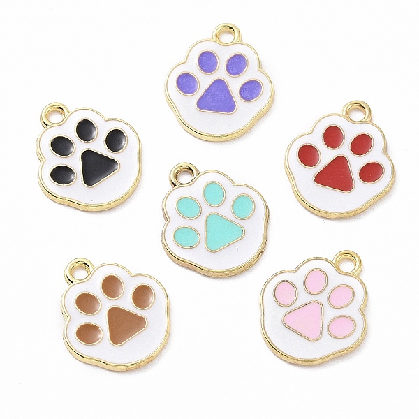 

PandaHall Alloy Enamel Pendants, Cat Paw Print Charm, Golden, Mixed Color, 17.5x15x1mm, Hole: 1.8mm Alloy+Enamel Palm Multicolor
