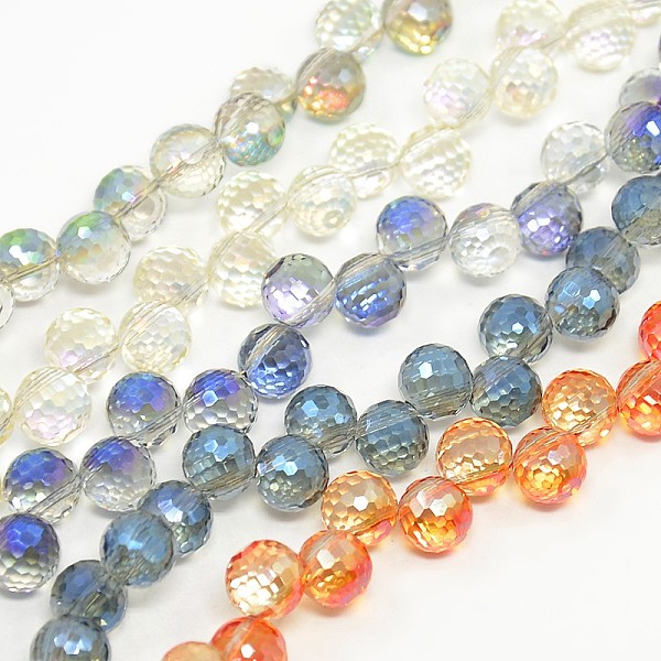 

PandaHall Faceted Electroplate Glass Round Beads Strands, Rainbow Plated, Mixed Color, 8mm, Hole: 1mm, about 99pcs/strand, 26 inch Glass..., Multicolor
