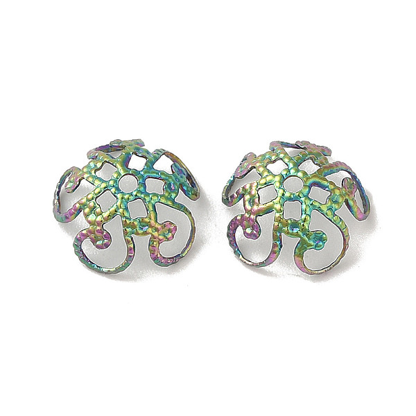 

PandaHall 304 Stainless Steel Bead Caps, Flower, Rainbow Color, 10.5x9.5x4.5mm, Hole: 1.2mm 304 Stainless Steel