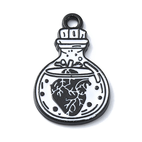 

PandaHall Halloween Theme Alloy Enamel Pendants, Black, Bottle Charm, Heart, 23x14.5x1.5mm, Hole: 2mm Alloy+Enamel Heart Black