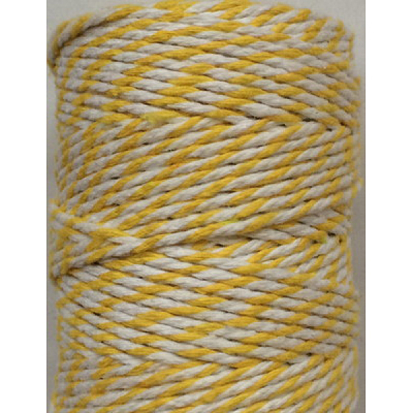 

PandaHall Macrame Cotton Cord, Twisted Cotton Rope, Dyed, for Crafts, Gift Wrapping, Goldenrod, 2mm, about 10.93 yards(10m)/roll Cotton Gold