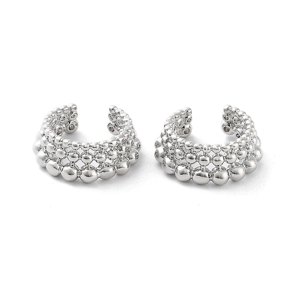 

PandaHall Round Ball Brass Cuff Earrings, Non Piercing Earrings, Platinum, 14x6mm Brass Round