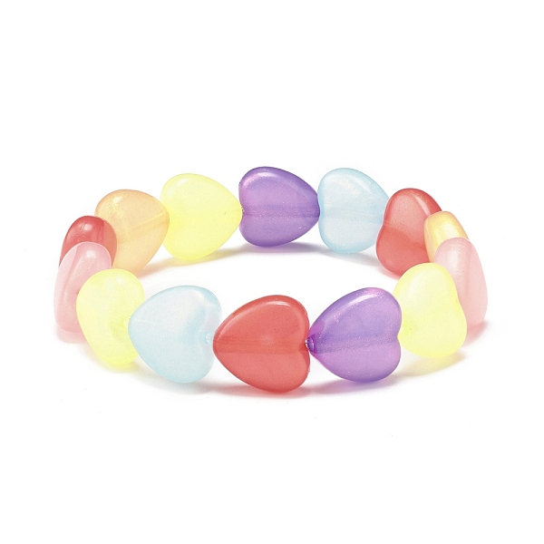 

PandaHall Candy Color Heart Beaded Stretch Bracelet for Women, Colorful, Inner Diameter: 2-1/8 inch(5.3cm) Acrylic