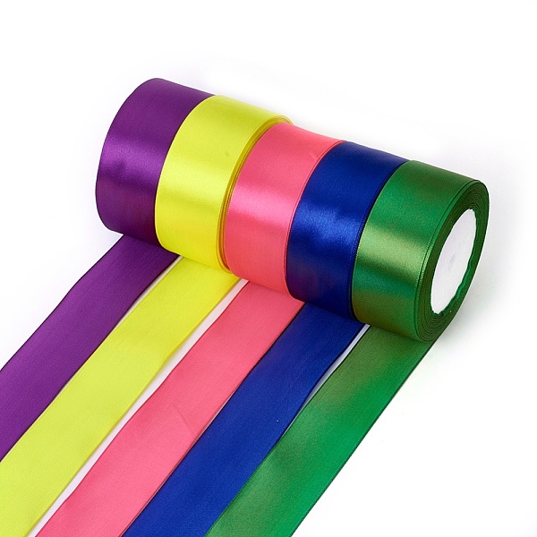 

PandaHall Satin Ribbon, Mixed Color, about 1-1/2 inch(37mm) wide, 25yards/roll(22.86m/roll), 5rolls/group Polyester None Multicolor