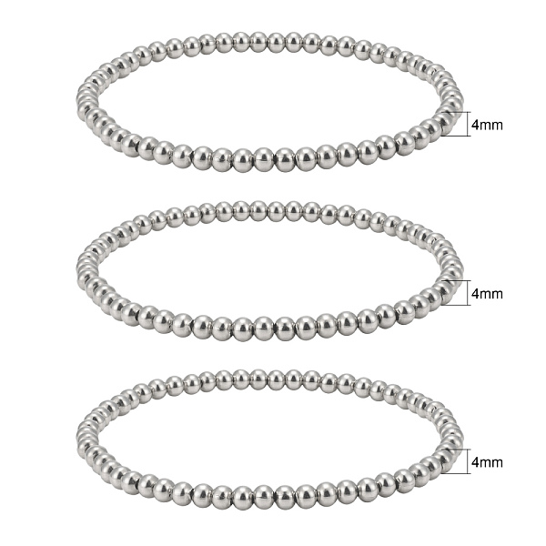 

PandaHall 304 Stainless Steel Stretch Bracelets Set for Men Women, Ball Chain Bracelets, Stainless Steel Color, Inner Diameter: 2-1/8 inch...