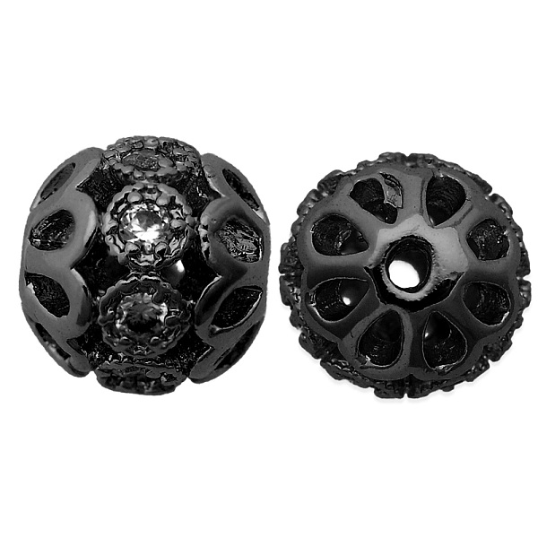 

PandaHall Brass Micro Pave Clear Cubic Zirconia Spacer Beads, Cadmium Free & Nickel Free & Lead Free, Flower, Electrophoresis Black, 8x7.5mm...