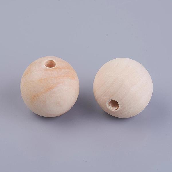 

PandaHall (Defective Closeout Sale), Round Unfinished Wood Beads, Moccasin, 29~30mm, Hole: 5.5~6mm Wood Round Orange