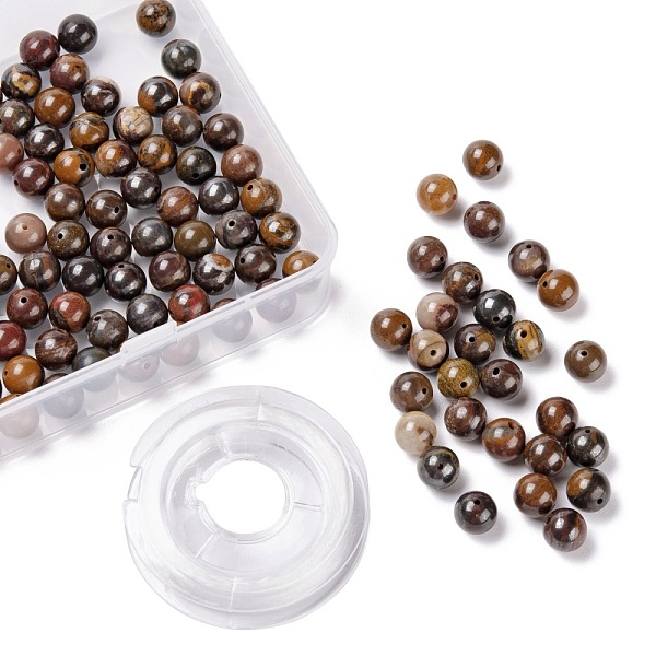 

PandaHall 100Pcs 8mm Natural Red Tiger Iron Round Beads, with 10m Elastic Crystal Thread, for DIY Stretch Bracelets Making Kits, 8mm, Hole...