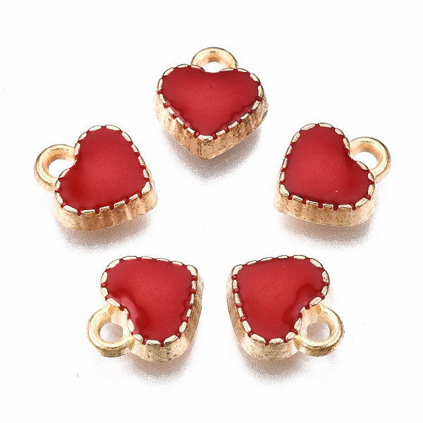 

PandaHall Alloy Enamel Charms, Cadmium Free & Lead Free, Heart, Light Gold, Red, 8.5x7.5x2.5mm, Hole: 1.4mm Alloy+Enamel Heart Red